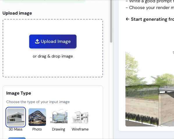 Upload sketch interface